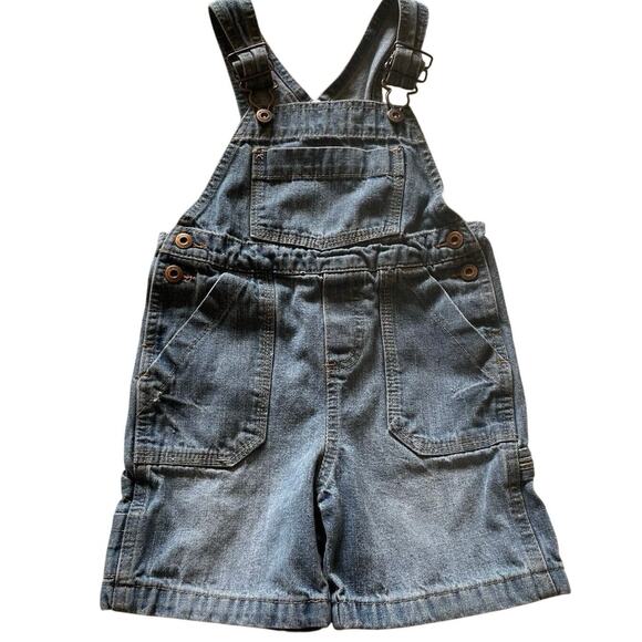 Oshkosh Genuine Kids Denim Play Overalls/ Shortoralls Blue Wash Pull On Size 2T - Picture 1 of 7